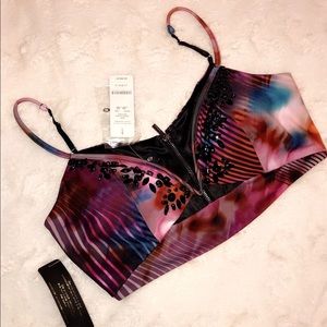 New bebe Printed Embellished Bralette, M, NWT